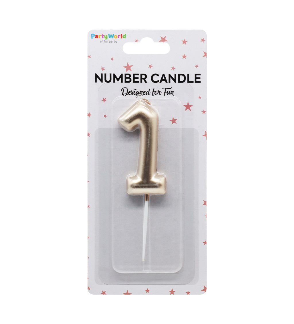 Rose gold dortová svíčka číslo 1