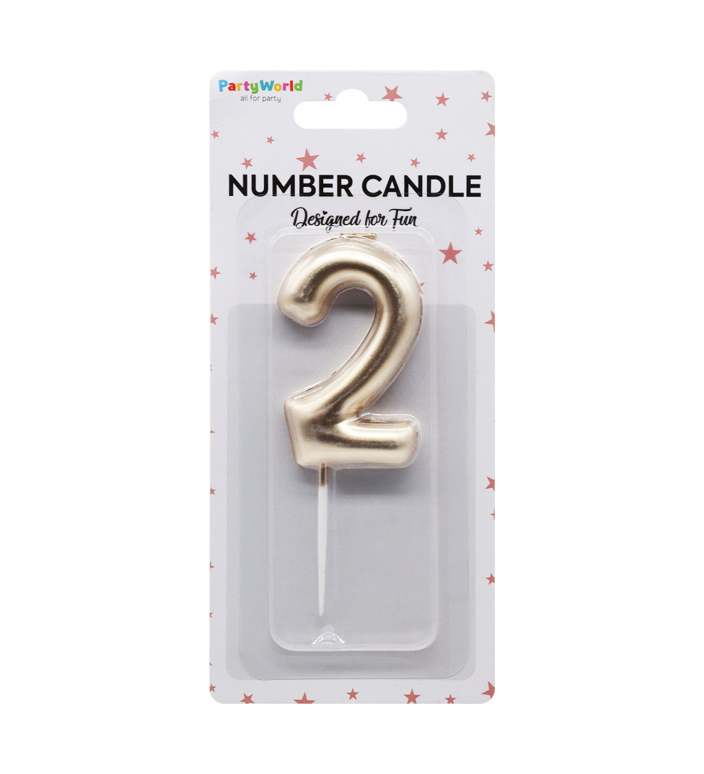 Rose gold dortová svíčka číslo 2
