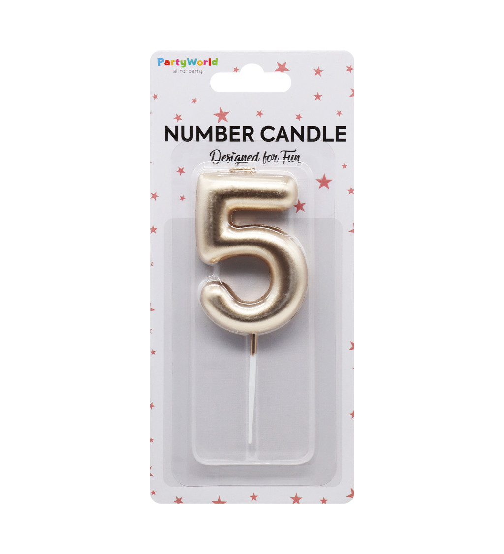 Rose gold dortová svíčka číslo 5