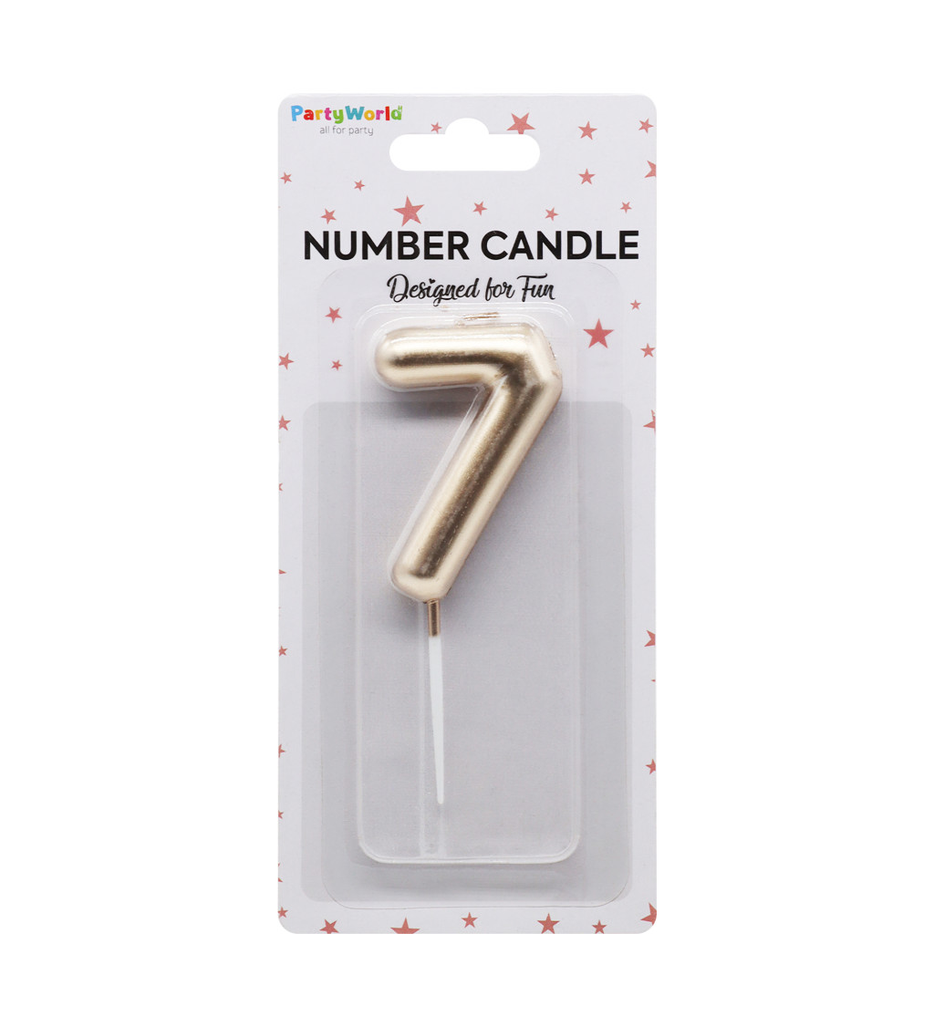 Rose gold dortová svíčka číslo 7