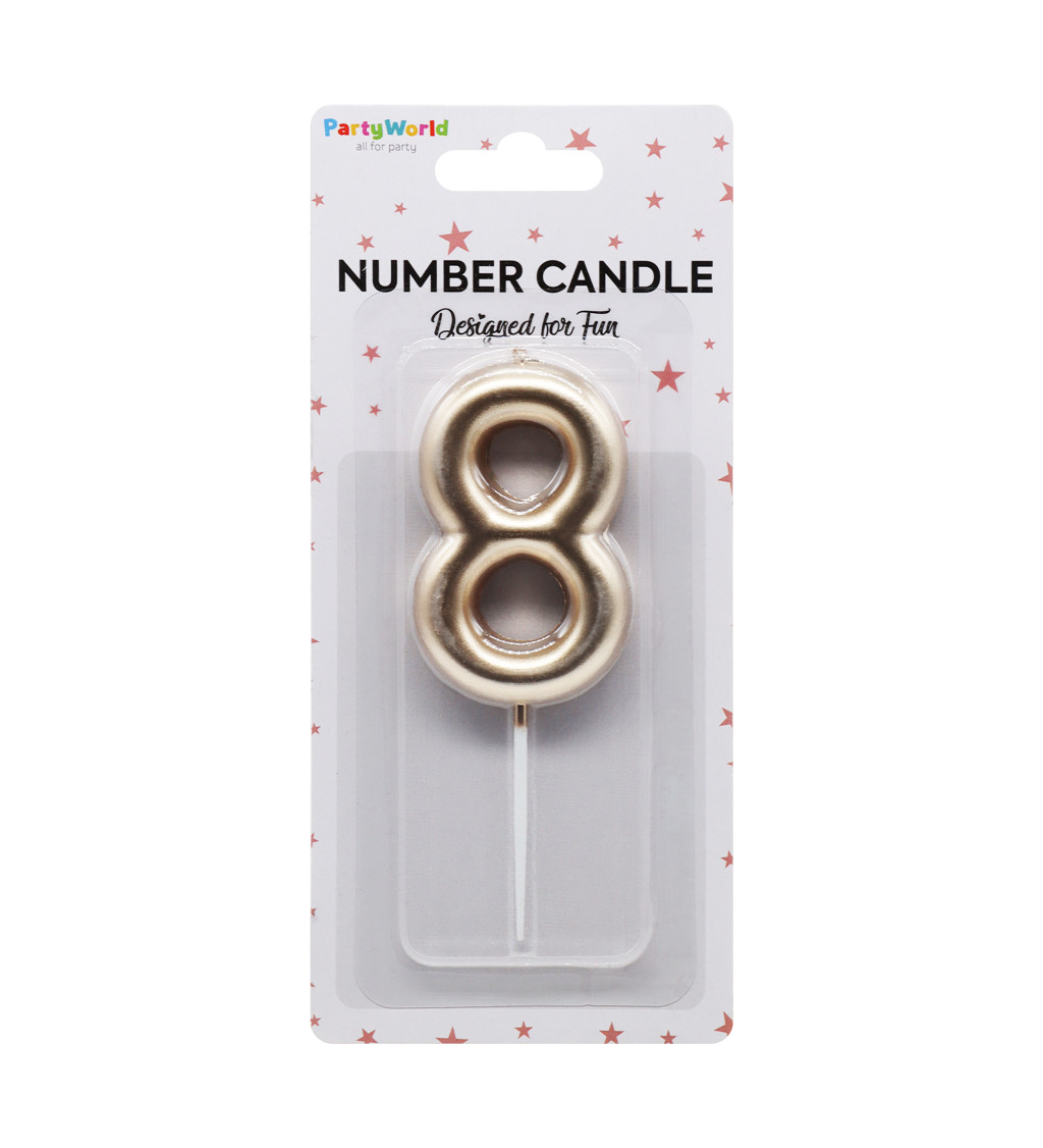 Rose gold dortová svíčka číslo 8