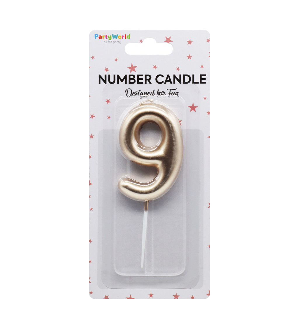 Rose gold dortová svíčka číslo 9