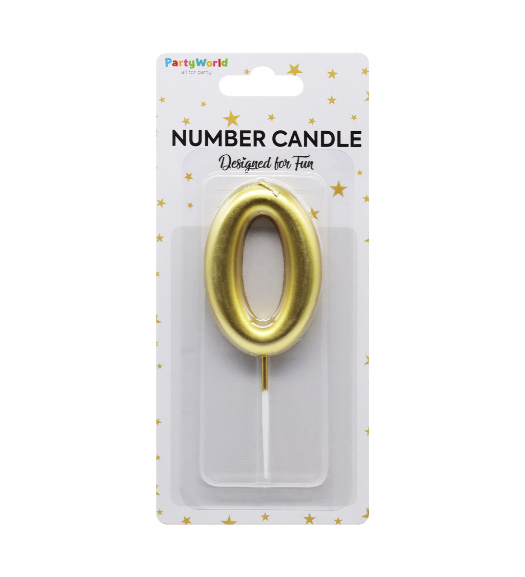 Zlatá dortová svíčka číslo 0