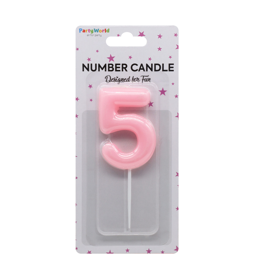 Narozeninová svíčka číslo 5 – růžová