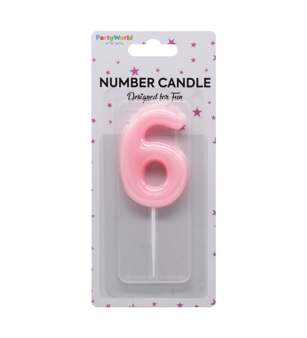 Narozeninová svíčka číslo 6 – růžová