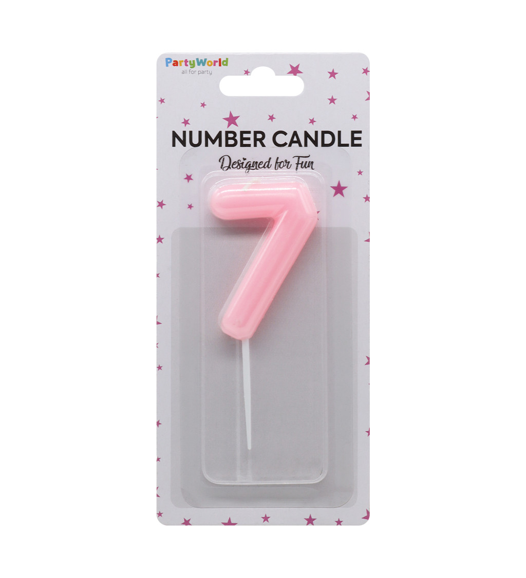 Narozeninová svíčka číslo 7 – růžová