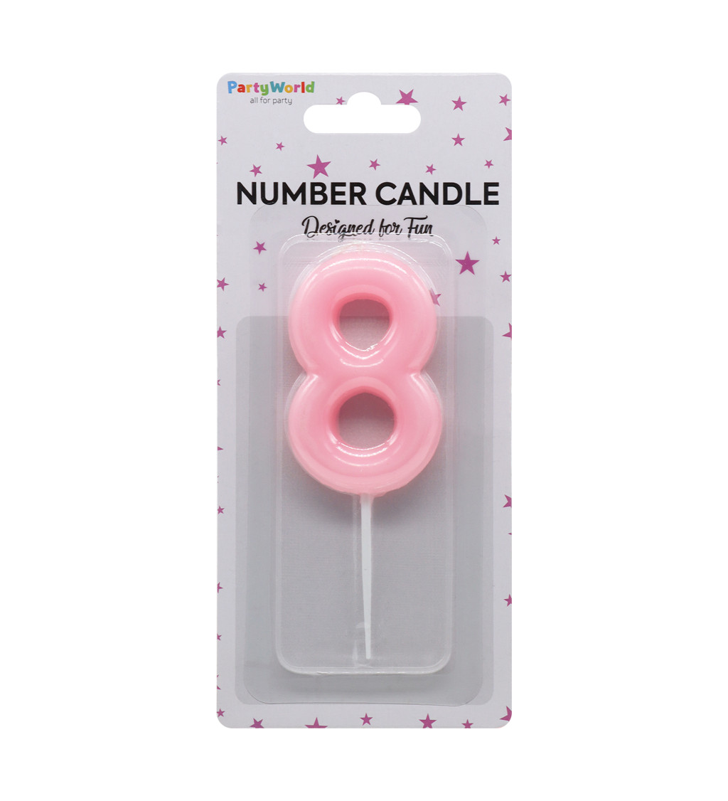 Narozeninová svíčka číslo 8 – růžová