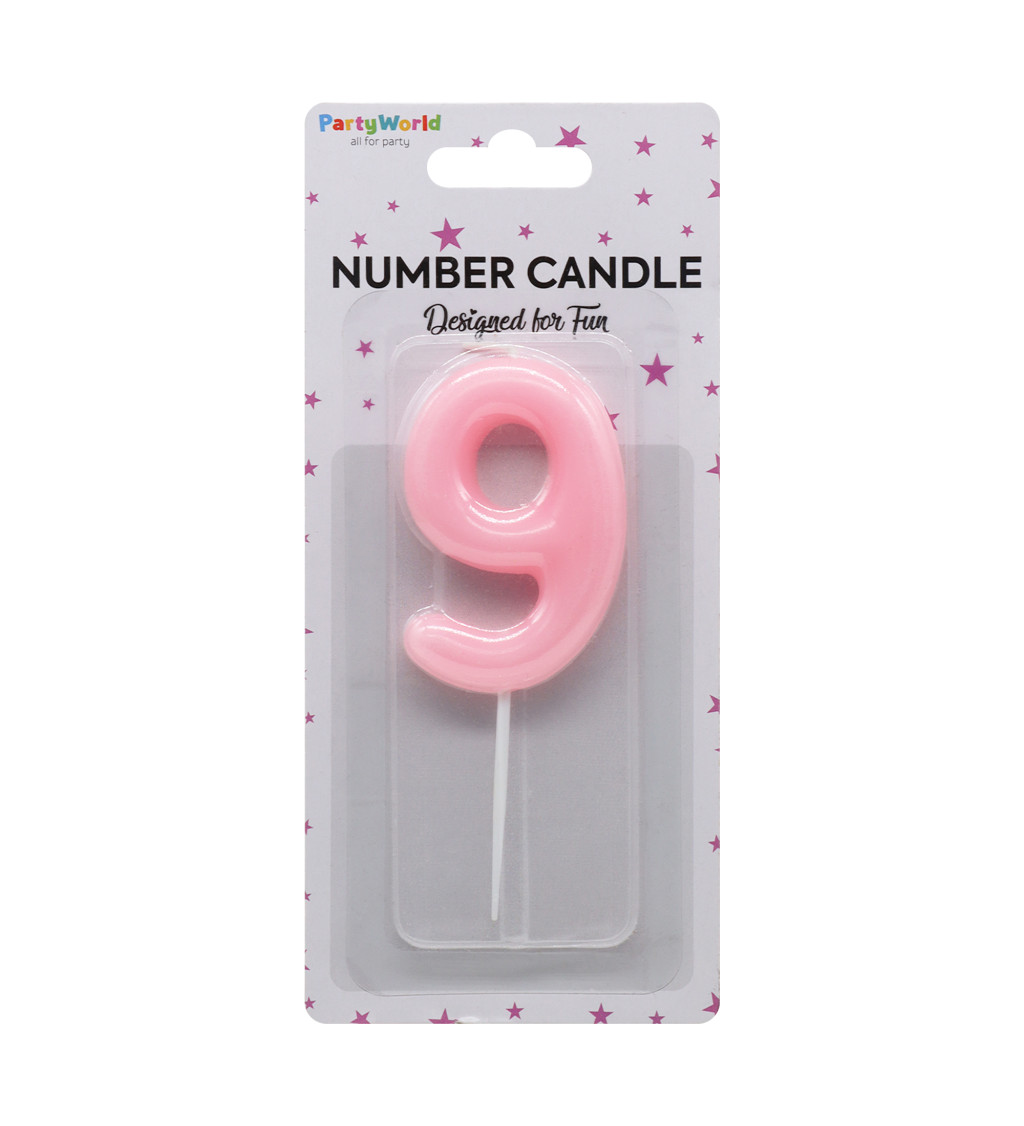 Narozeninová svíčka číslo 9 – růžová
