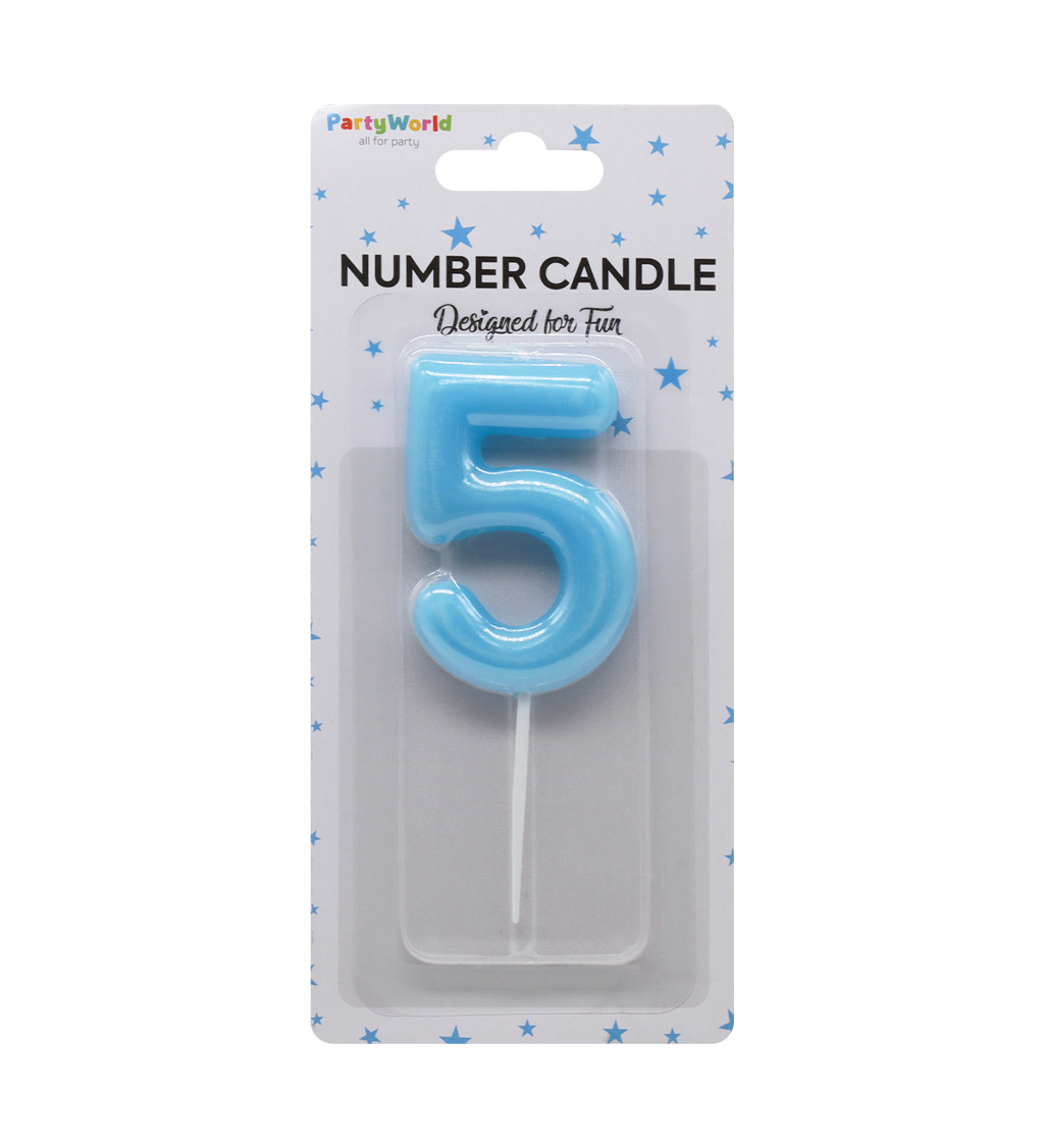 Narozeninová svíčka číslo 5 – modrá
