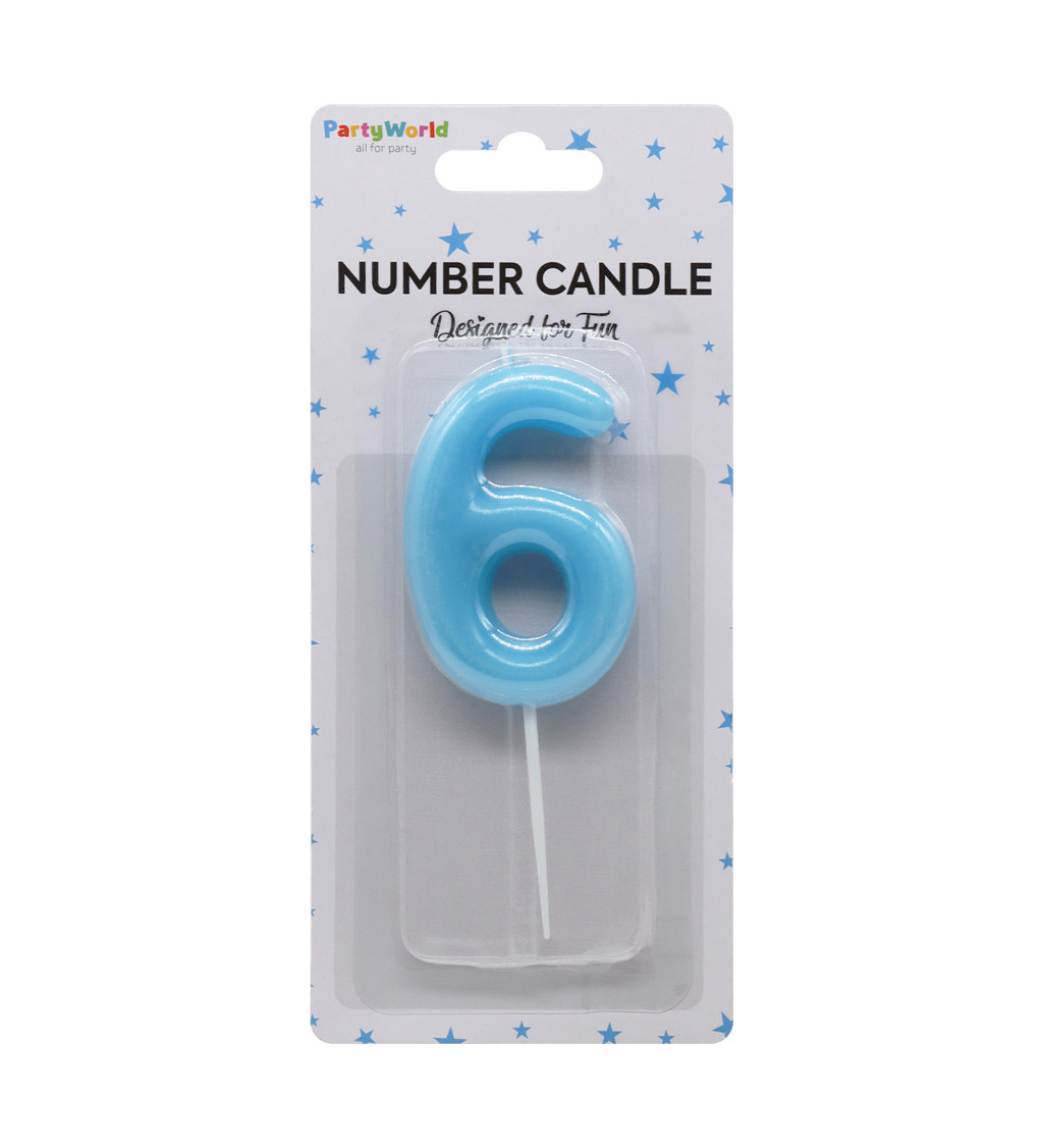 Narozeninová svíčka číslo 6 – modrá