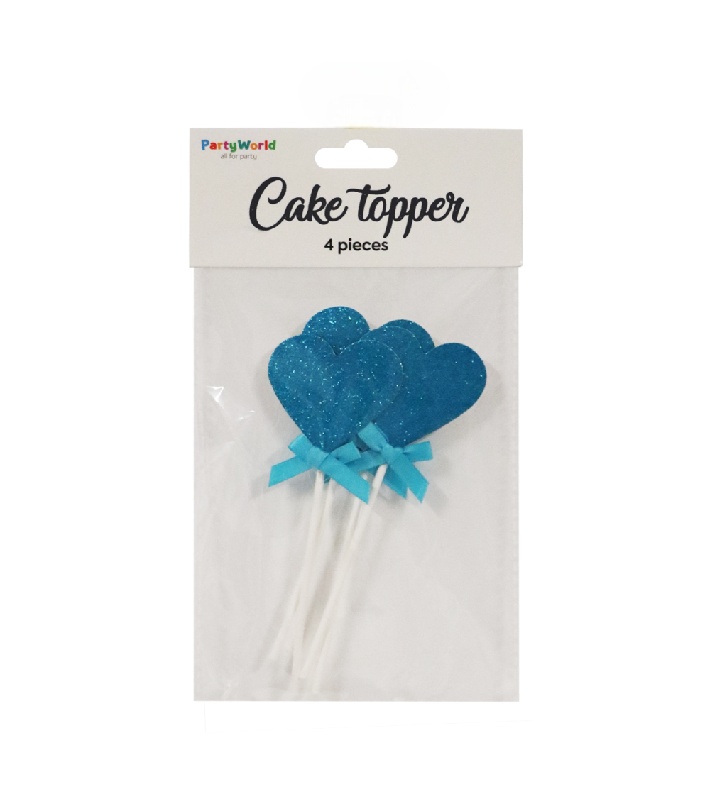 Narozeninové zápichy do dortu srdíčka světle modrá