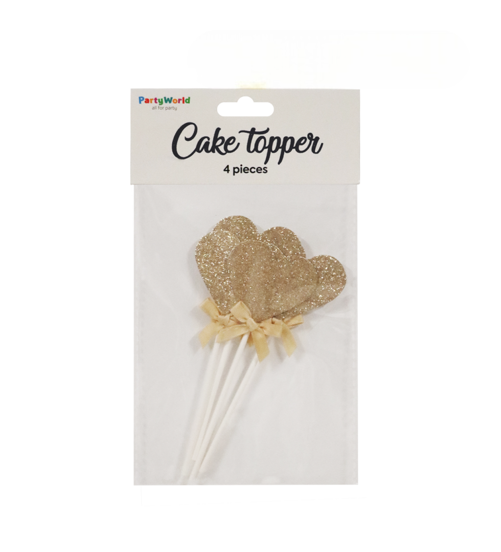 Narozeninové zápichy do dortu srdíčka rosegold