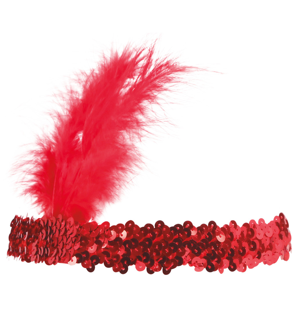 Červená čelenka ve stylu charleston