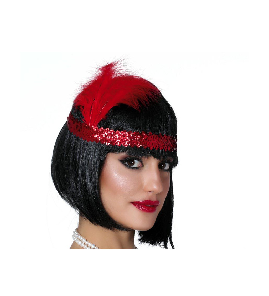 Červená čelenka ve stylu charleston