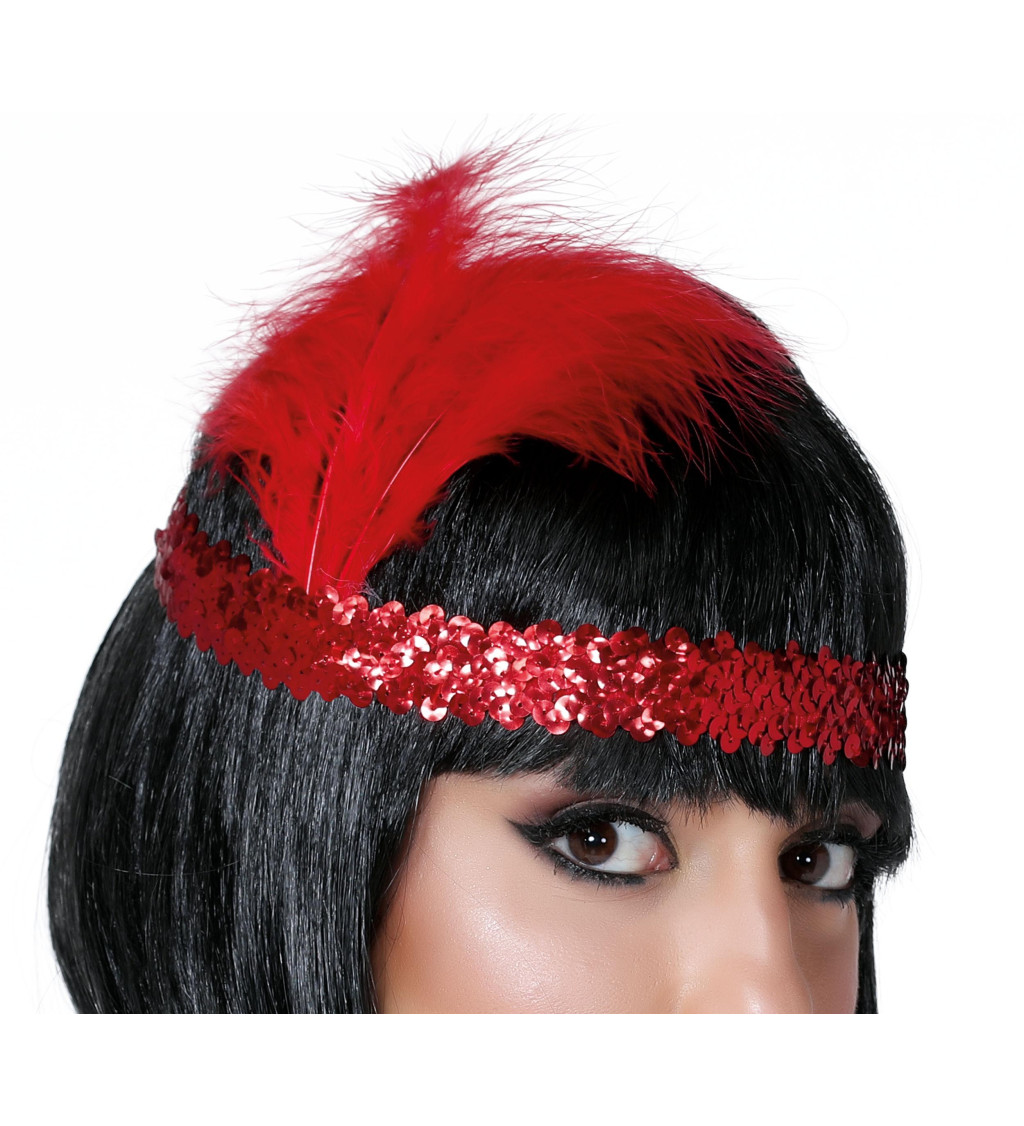 Červená čelenka ve stylu charleston