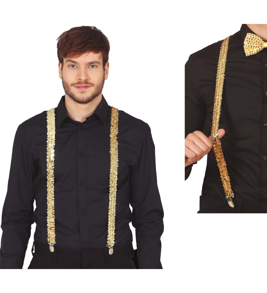 Zlaté flitrované karnevalové kšandy