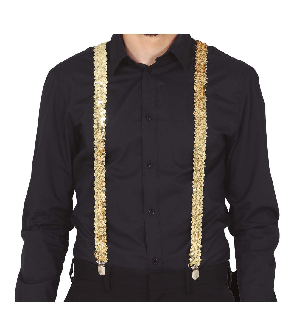 Zlaté flitrované karnevalové kšandy