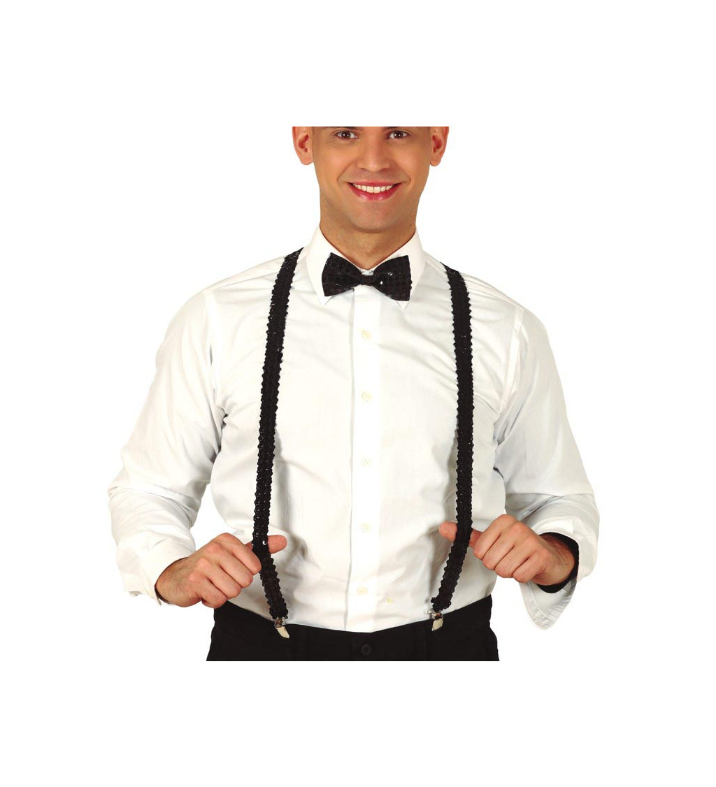 Černé flitrované karnevalové kšandy