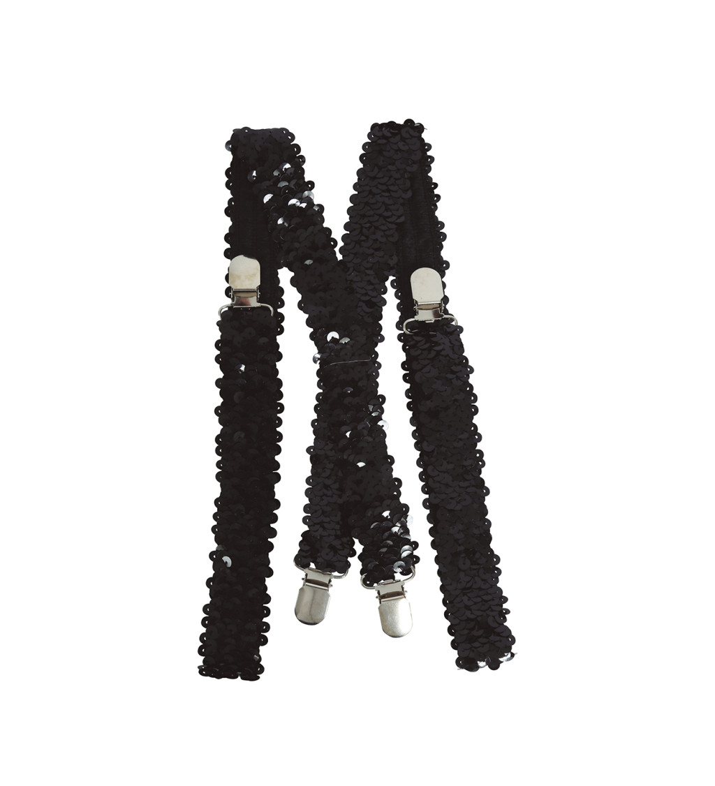 Černé flitrované karnevalové kšandy