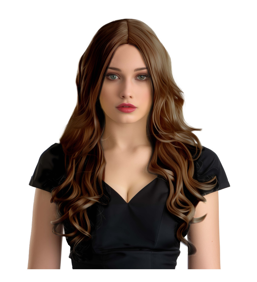 Dámská paruka Hollywood vlnitá hnědá