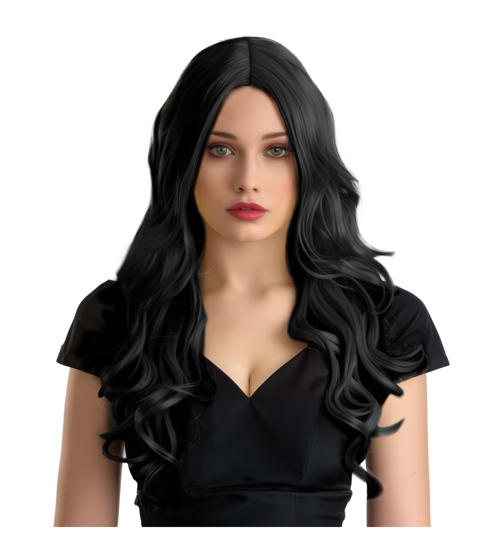 Dámská paruka Hollywood vlnitá černá