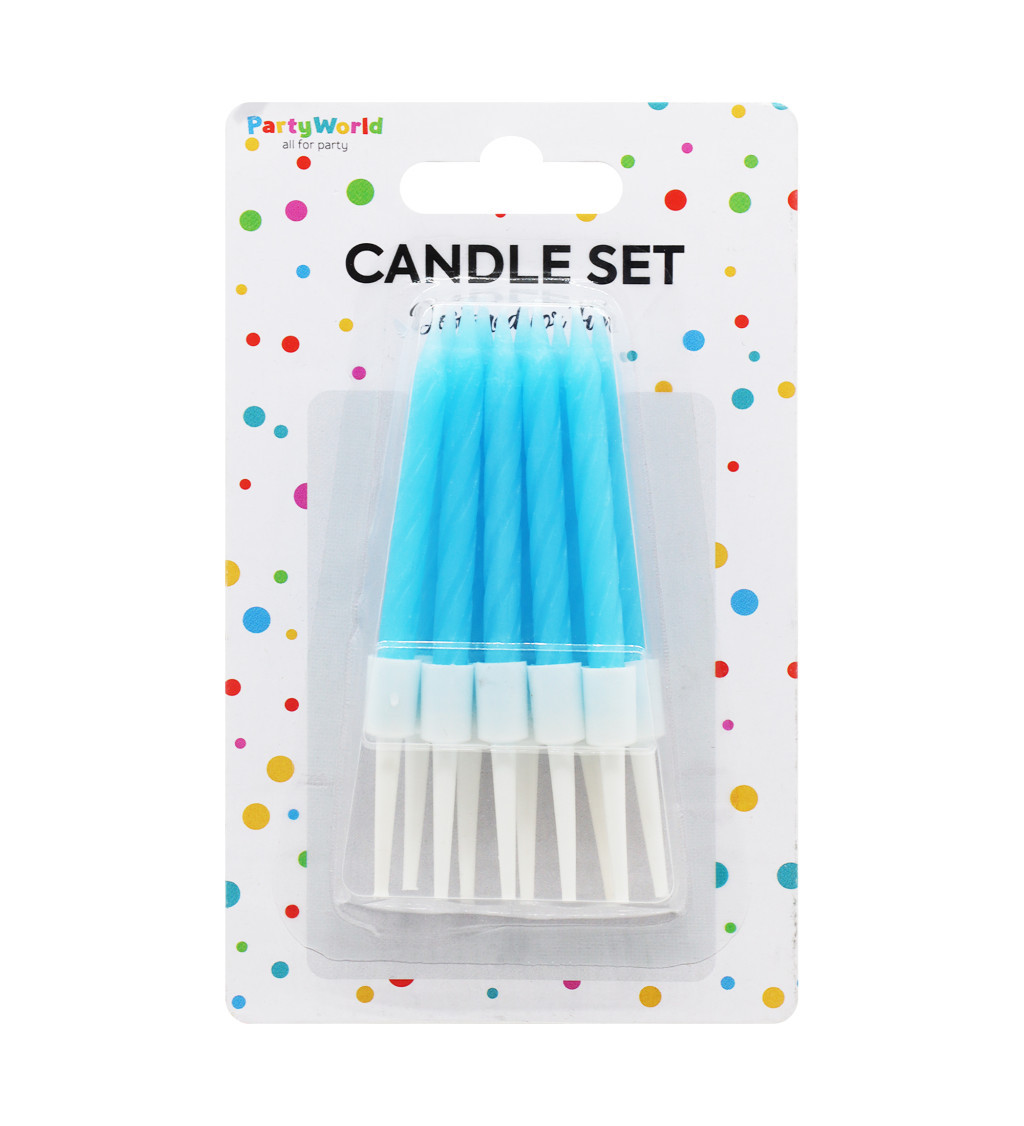 Malé modré spirálové narozeninové svíčky