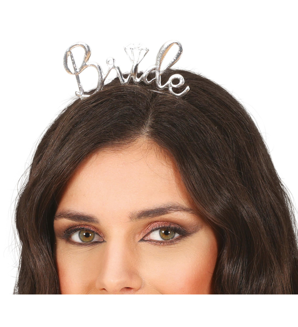 Stříbrná čelenka Bride pro nevěstu