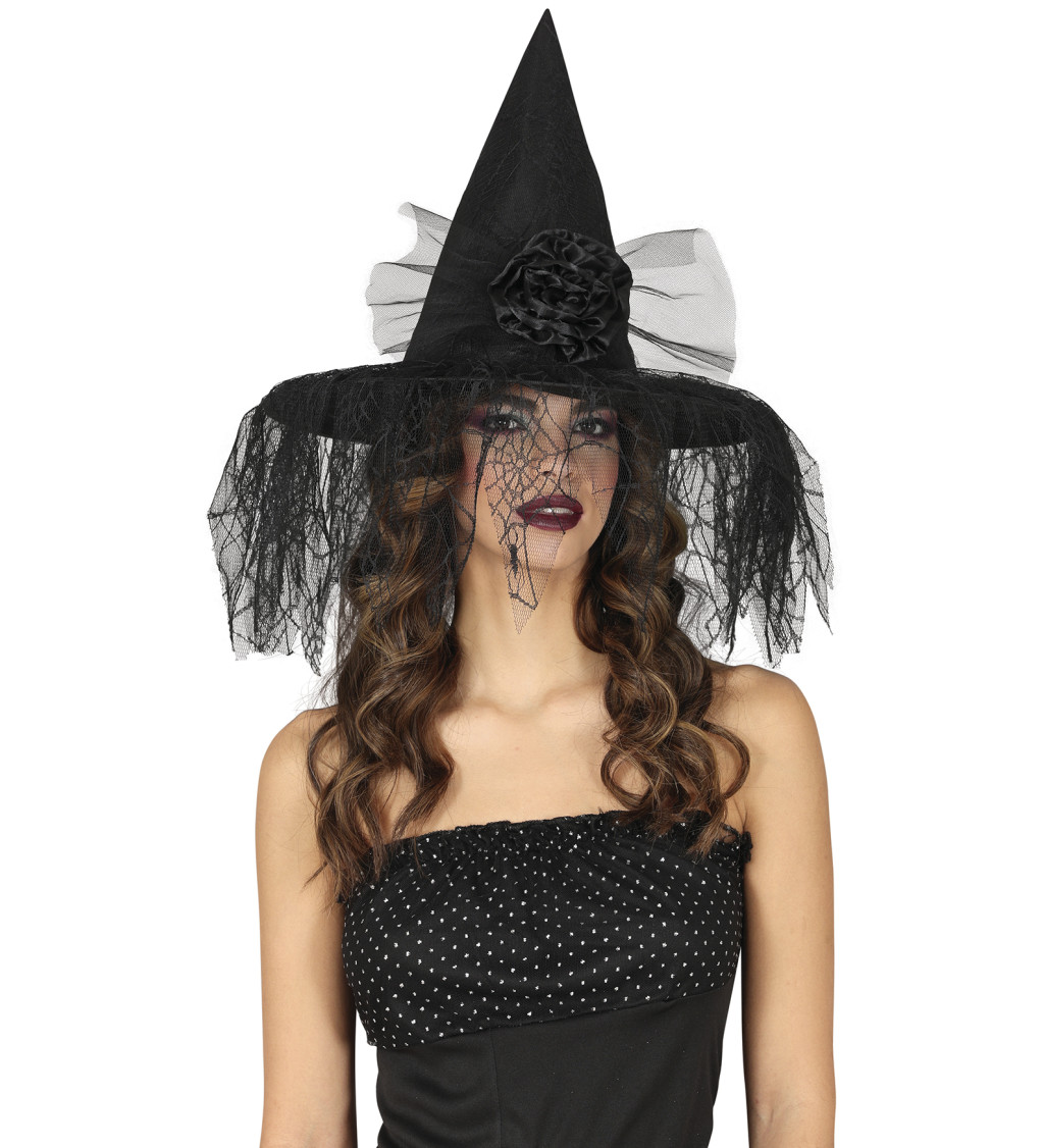 Tajemný čarodějnický klobouk se závojem