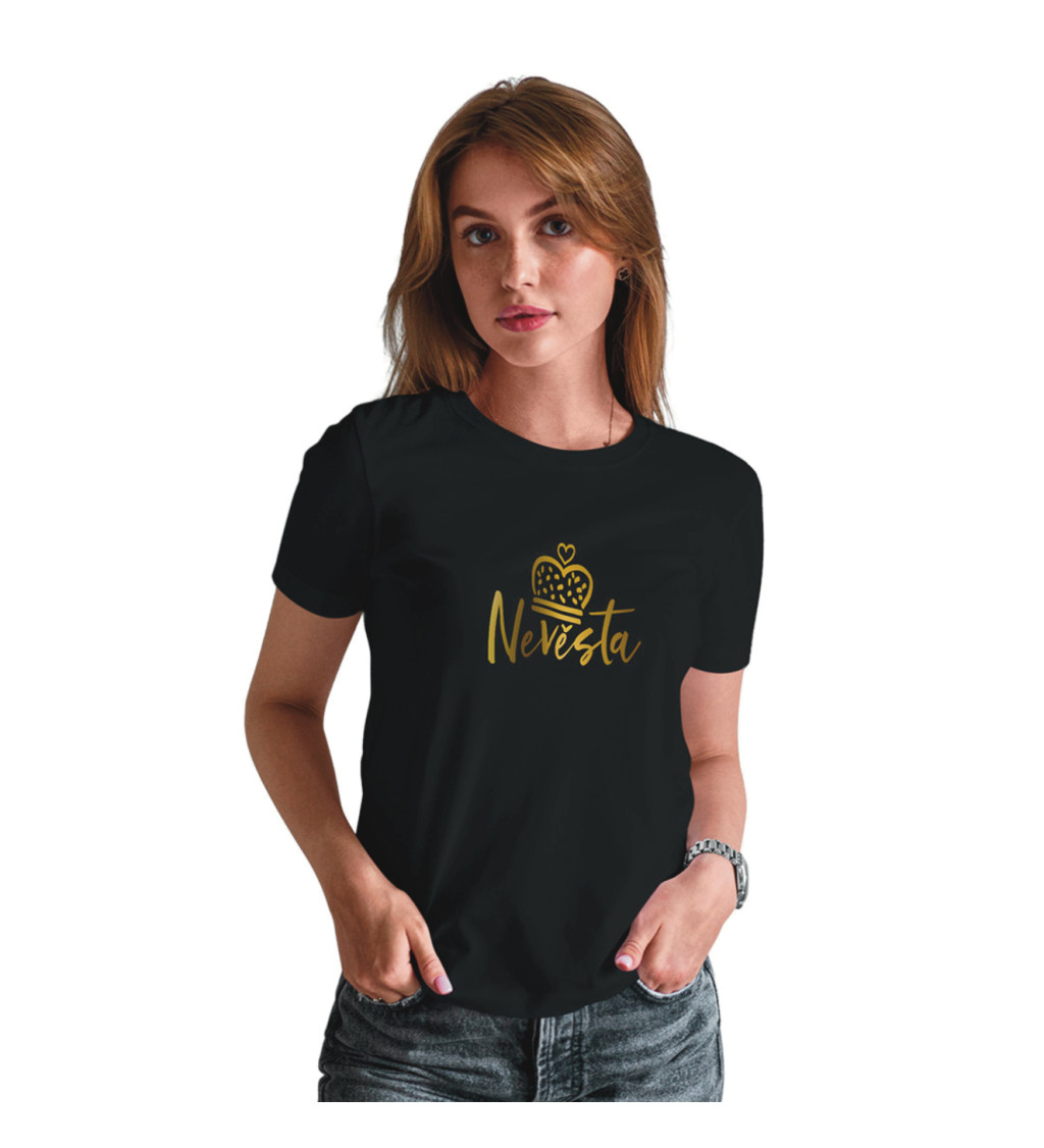 Dámské černé tričko – Nevěsta koruna
