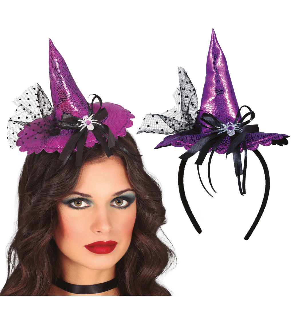 Mini klobouček pro čarodějku na čelence