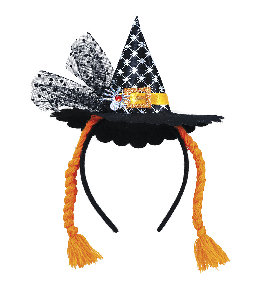 Mini klobouk s copánky na čelence