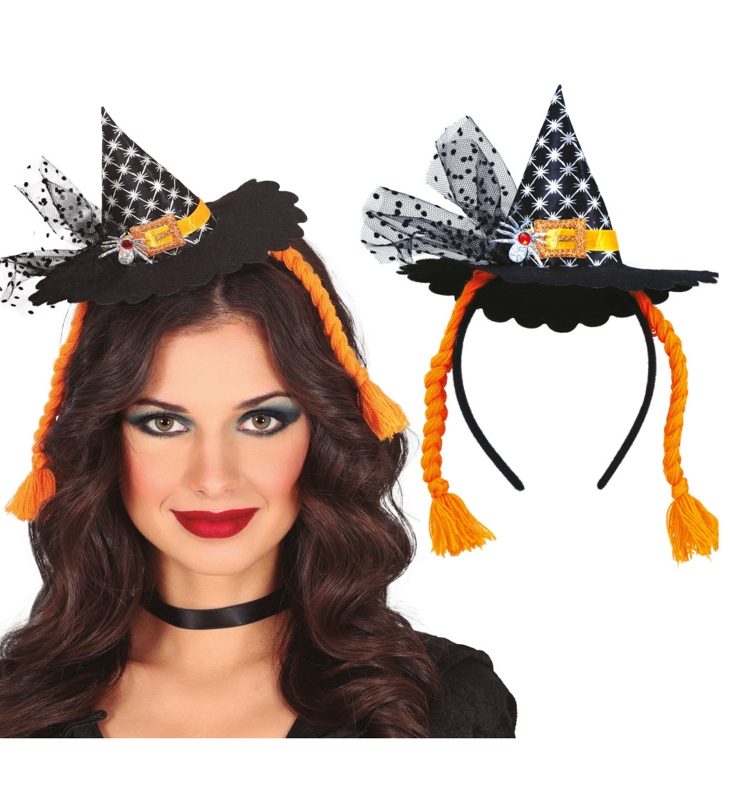 Mini klobouk s copánky na čelence