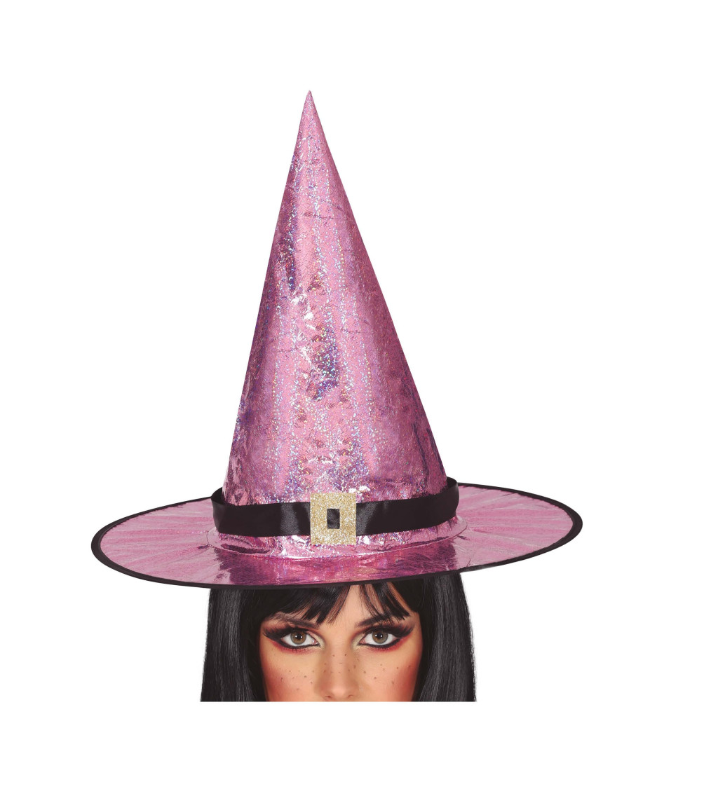 Lesklý holografický klobouk pro čarodějnice