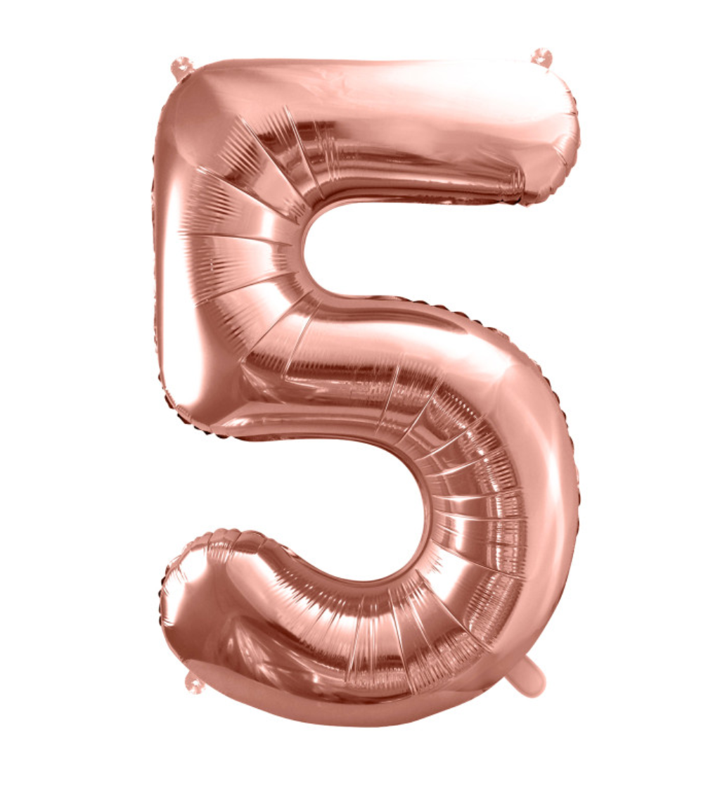 Fóliový balónek rosegold - číslo 5