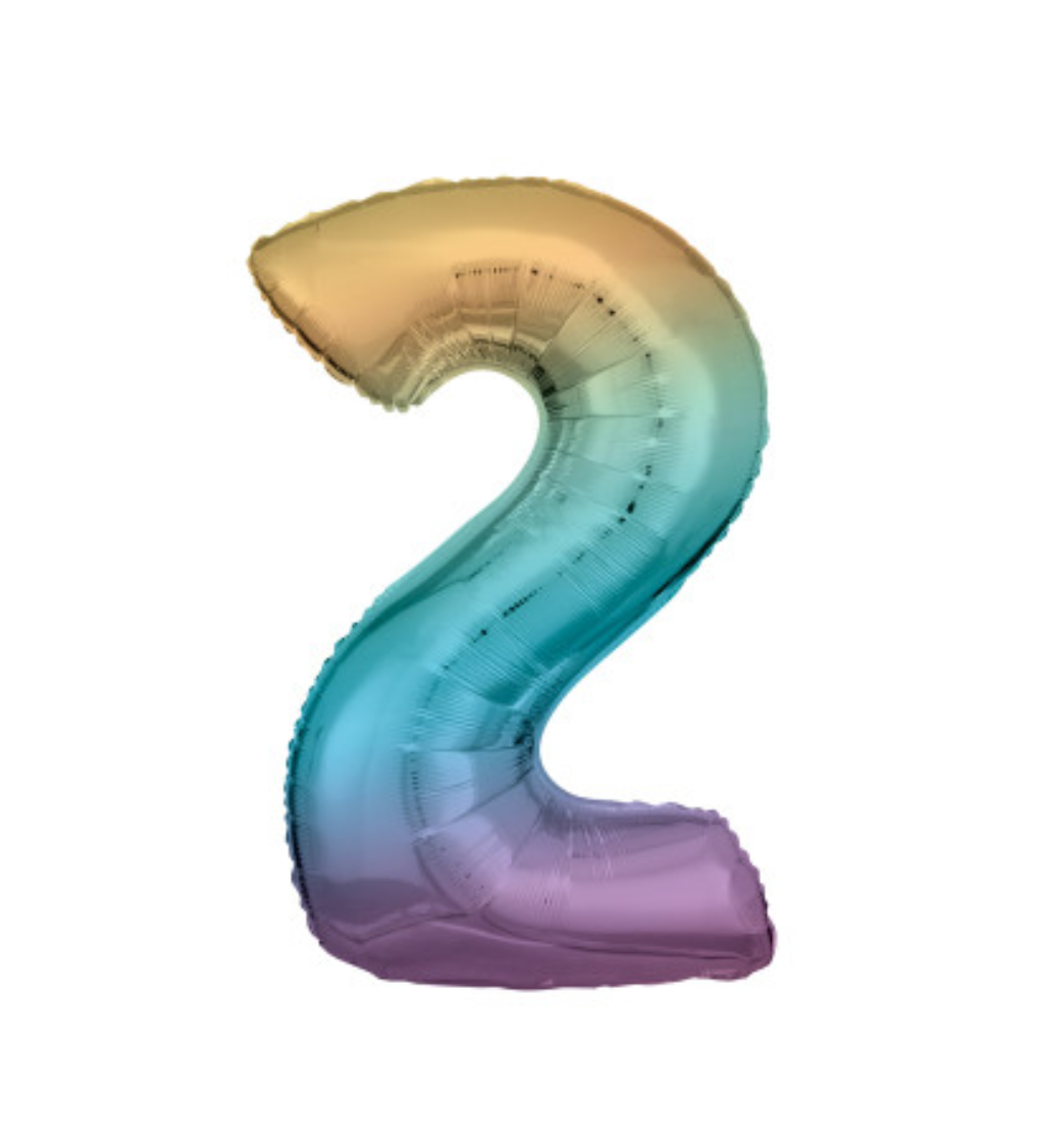 Fóliový balónek rainbow - číslo 2 (92cm)