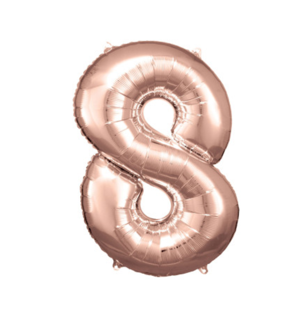 Fóliový balónek rosegold velký - číslo 8 (86cm)
