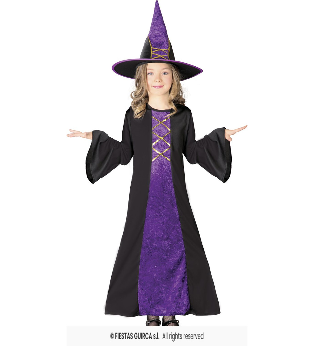 Dětský kostým čarodějnice ve fialové barvě