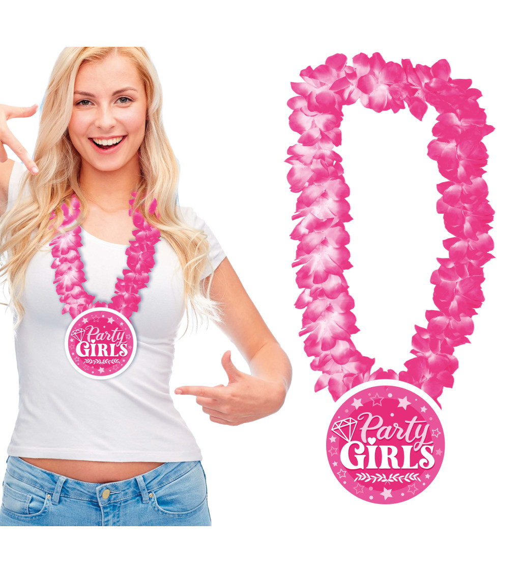 Růžový havajský věnec „Party Girls“