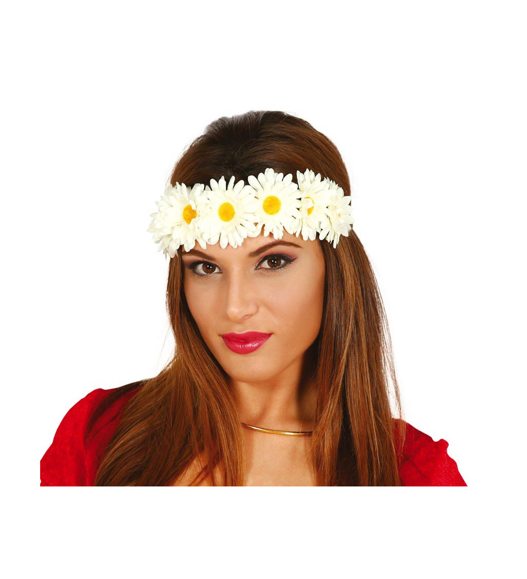 Hippie čelenka bílé květy