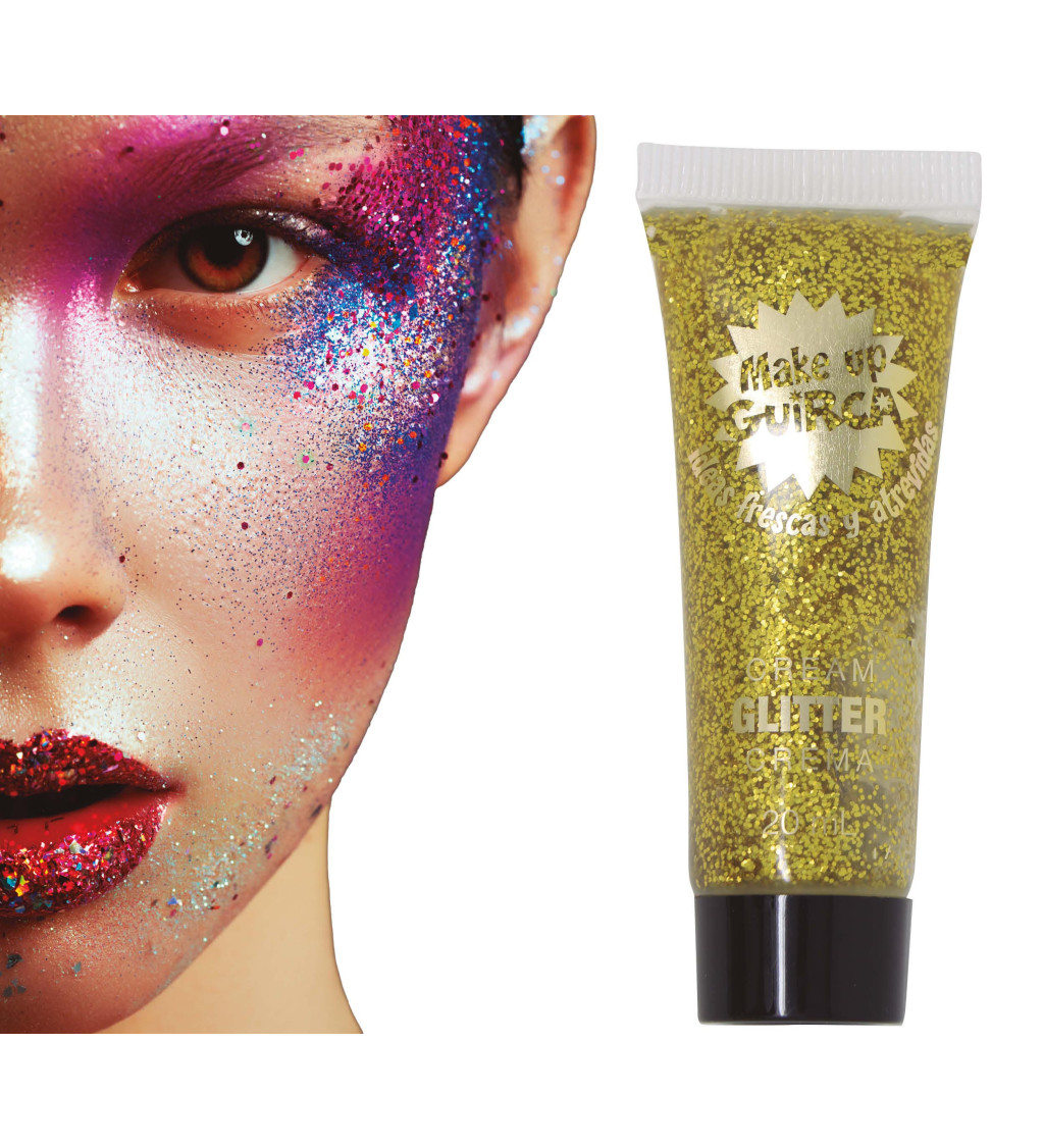 Zlatý třpytivý krémový make-up