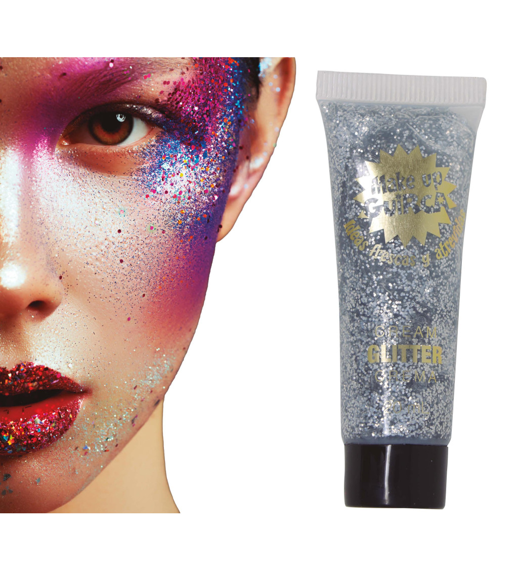 Stříbrný třpytivý krémový make-up