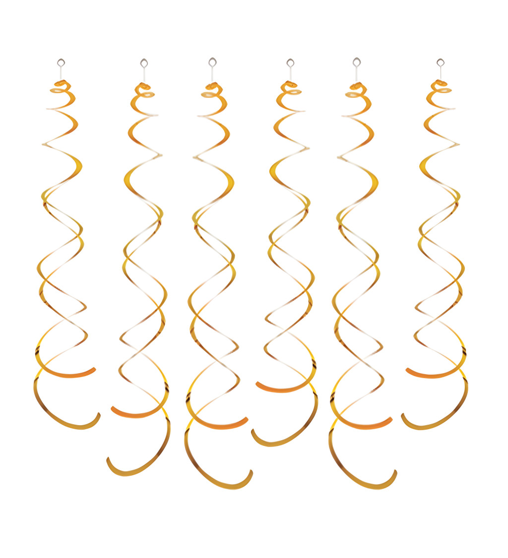 Zlaté dekorační spirály – 6 ks, 14 cm