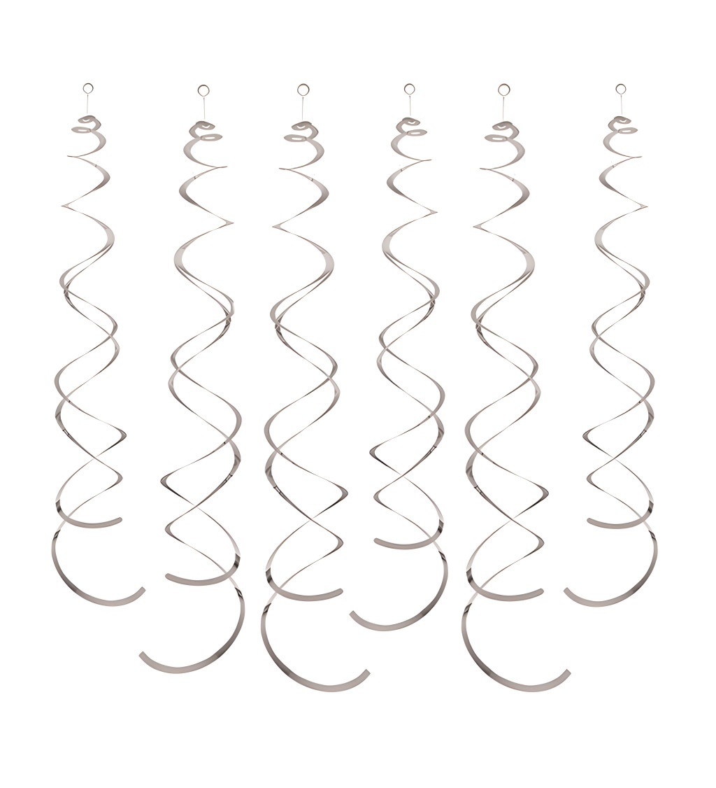 Stříbrné dekorační spirály – 6 ks, 14 cm