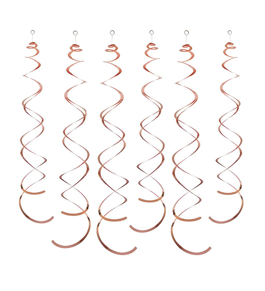 Rosegold dekorační spirály – 6 ks, 14 cm