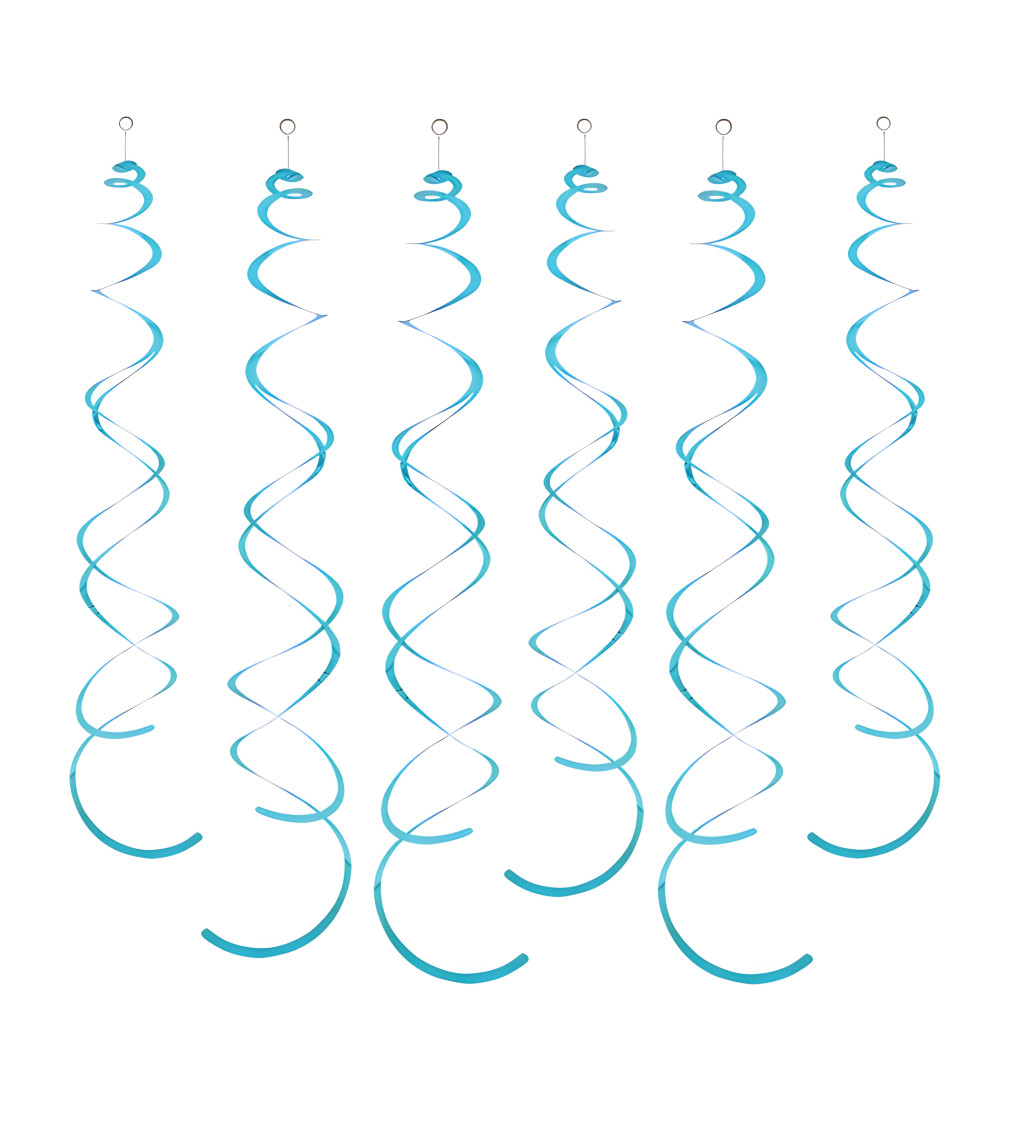 Světle modré dekorační spirály – 6 ks, 14 cm