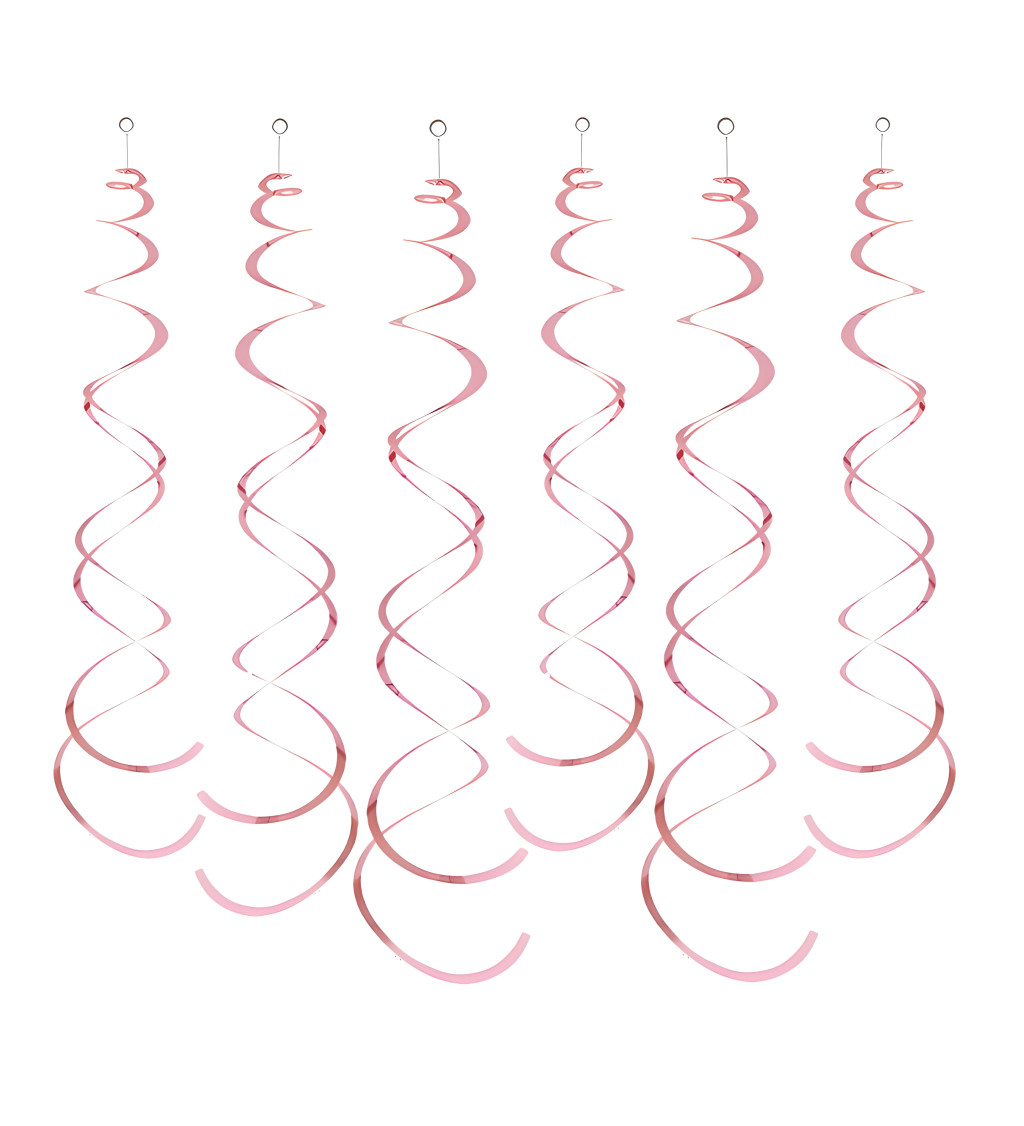 Růžové dekorační spirály – 6 ks, 14 cm