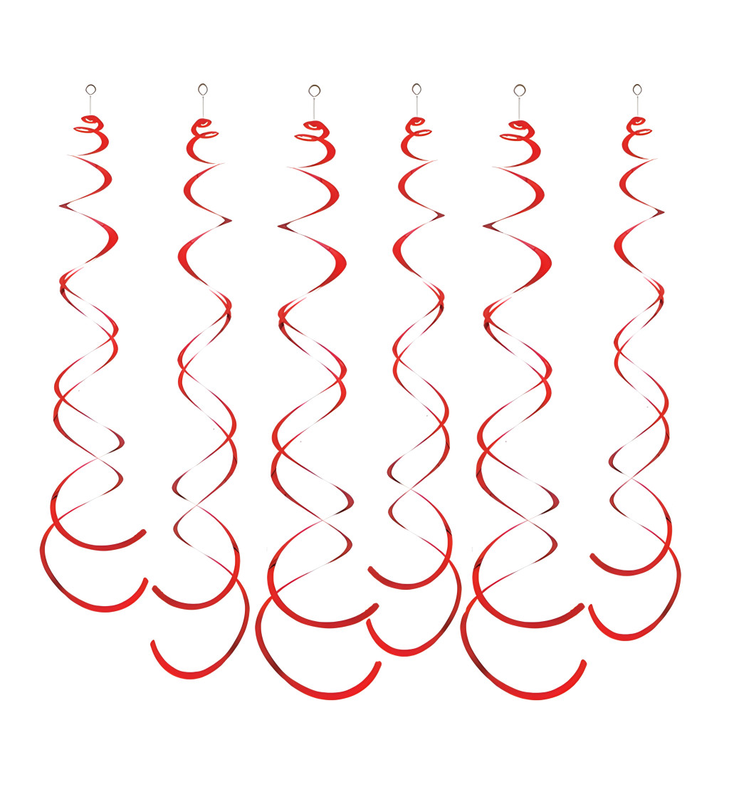 Červené dekorační spirály – 6 ks, 14 cm