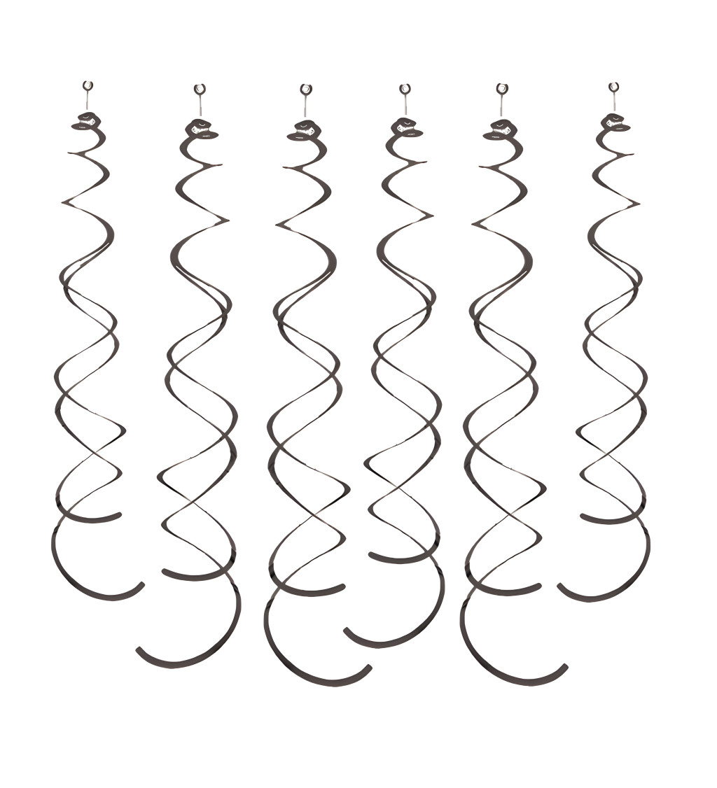 Černé dekorační spirály – 6 ks, 14 cm