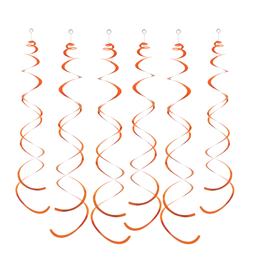 Oranžové dekorační spirály – 6 ks, 14 cm