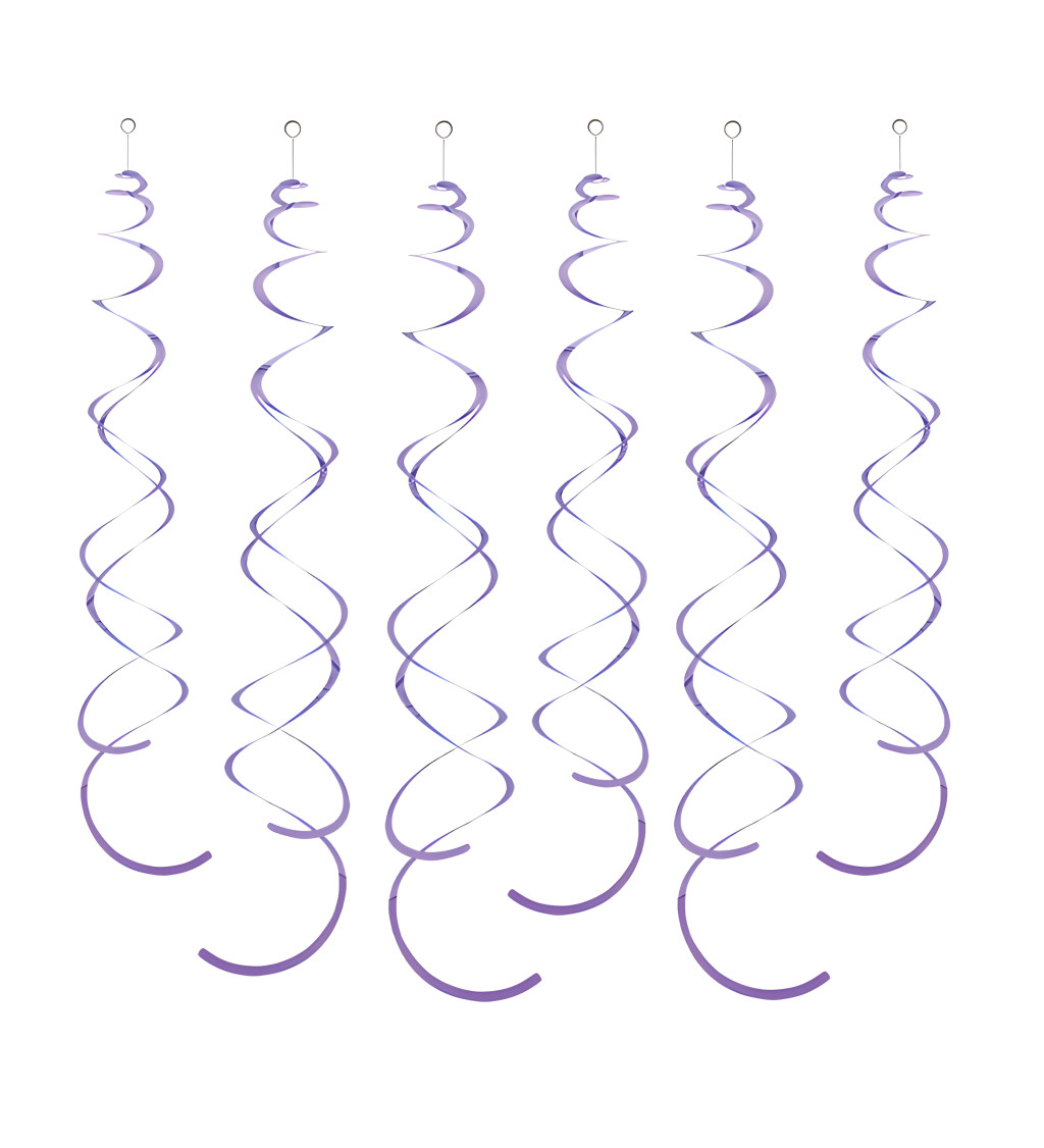 Fialové dekorační spirály – 6 ks, 14 cm